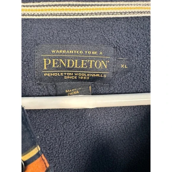 Pendleton Mens XL Navy Blue Fleece Henley Hoodie Pullover Kangaroo Pocket XL